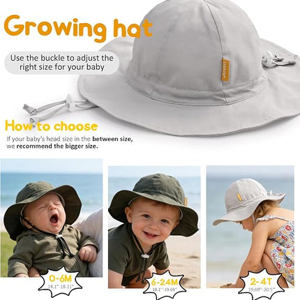 Baby & Kids UPF 50+ Sun Hat – Adjustable Wide-Brim Bucket Hat for Outdoor & Beach Wear, 6 Months–4T