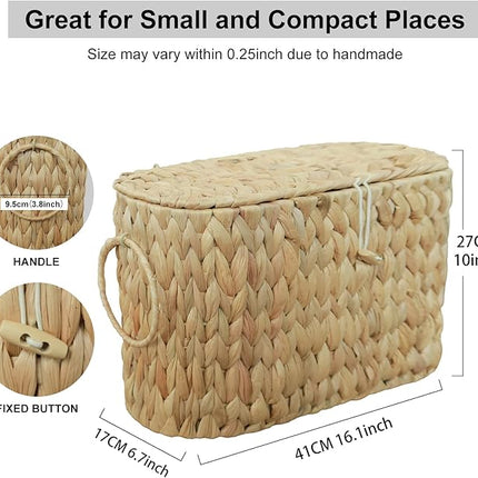 Wicker Toilet Paper Basket with Lid – Natural Rattan Bathroom Storage Organizer for 6 Rolls
