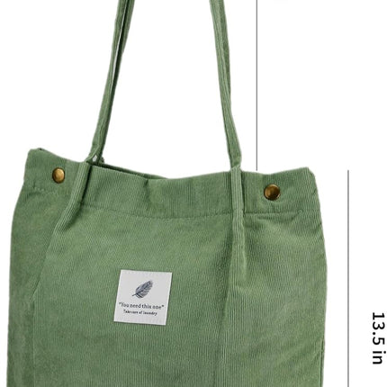 Corduroy Tote Bag Cute Tote Bags for Women Shoulder Bag with Inner Pocket for Work Beach Travel and Shopping Grocery