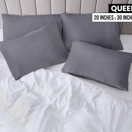 Utopia Bedding Queen Pillow Cases – 4-Pack Soft Brushed Microfiber Pillow Covers with Envelope Closure, Fade & Shrink Resistant, Queen Size 20 x 30 Inches, Grey