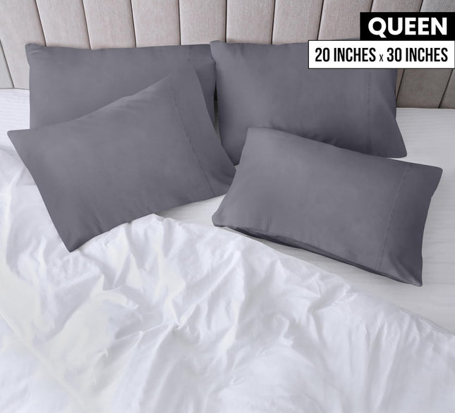 Utopia Bedding Queen Pillow Cases – 4-Pack Soft Brushed Microfiber Pillow Covers with Envelope Closure, Fade & Shrink Resistant, Queen Size 20 x 30 Inches, Grey