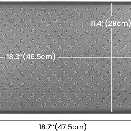 Silicone Pet Placemat for Dogs & Cats – 18" x 12" Waterproof Feeding Mat to Prevent Food & Water Spills (Grey)
