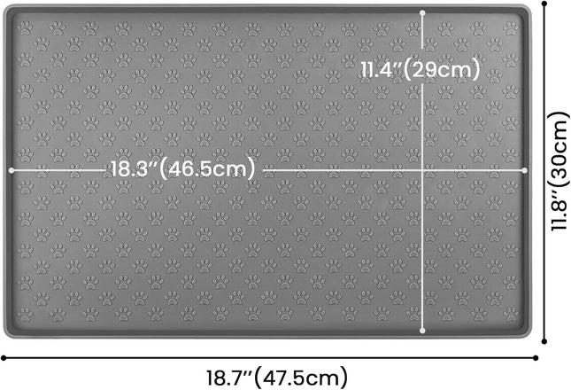 Silicone Pet Placemat for Dogs & Cats – 18" x 12" Waterproof Feeding Mat to Prevent Food & Water Spills (Grey)