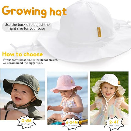 Baby Girl UPF 50+ Sun Hat – Adjustable Wide Brim Bucket Hat for Toddlers & Kids Outdoor Beach Protection