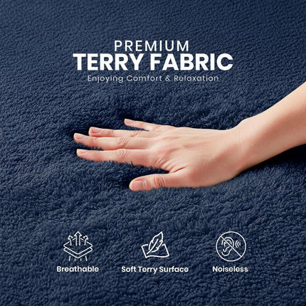 Twin Size Mattress Protector, Waterproof 200 GSM Terry Mattress Cover, Soft Breathable Fitted Bed Protector with Stretchable Deep Pocket Up to 15 Inches, Premium Mattress Pad Cover, Navy Blue