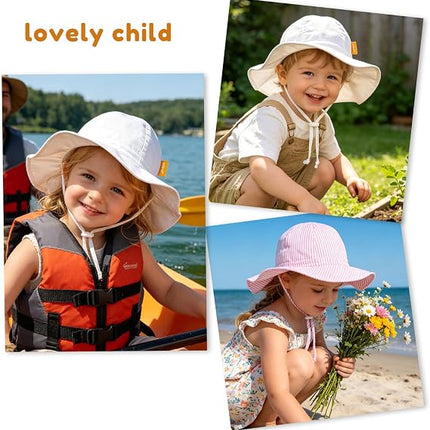 Baby Girl UPF 50+ Sun Hat – Adjustable Wide Brim Bucket Hat for Toddlers & Kids Outdoor Beach Protection