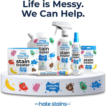 Messy Eater Stain Treater Spray - 4Oz Stain Remover - Newborn & Baby Essentials - No Dry Cleaning Food, Grease, Coffee off Laundry, Underwear, Fabric
