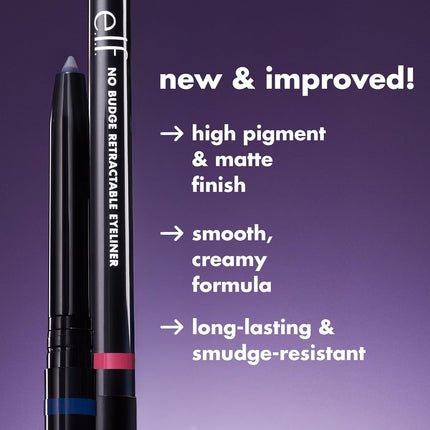 e.l.f. No Budge Retractable Eyeliner – Creamy Ultra-Pigmented Waterproof Eyeliner Pencil for Bold Defined Eyes, Long-Lasting, Vegan & Cruelty-Free, Coffee
