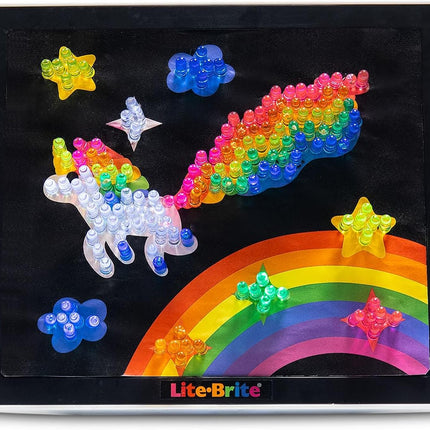 Lite-Brite Classic Light-Up Art Toy – 206 Colorful Pegs, 6 Design Templates & 4 Light Modes, Ages 4+