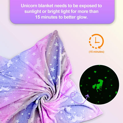 Glow in the Dark Unicorn Blanket – Soft Fleece Throw Blanket for Girls & Kids, Cozy Unicorn Gift for Toddlers & Children Ages 3–12, 40 x 60 Inches