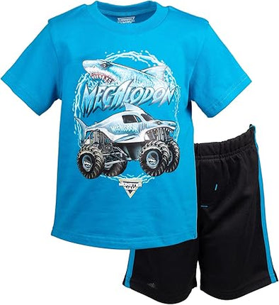 Monster Jam Boys’ Athletic 2-Piece Outfit Set – Toddler & Big Kid Short Sleeve T-Shirt and Shorts Matching Set, Comfortable Activewear for Play, Sports & Everyday Wear