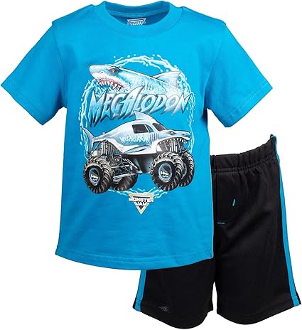 Monster Jam Boys’ Athletic 2-Piece Outfit Set – Toddler & Big Kid Short Sleeve T-Shirt and Shorts Matching Set, Comfortable Activewear for Play, Sports & Everyday Wear