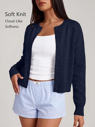Trendy Queen Women’s Cropped Cardigan – Lightweight Knit Button-Down Sweater for Layering