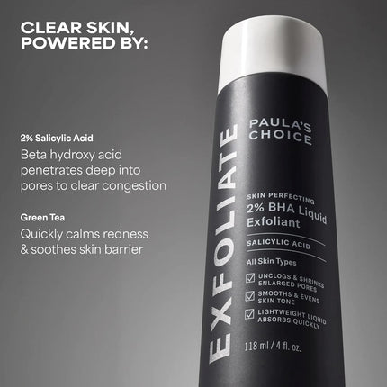 Paula’s Choice Skin Perfecting 2% BHA Liquid Exfoliant – Salicylic Acid Face Exfoliator for Clogged Pores, Blackheads & Fine Lines, Fragrance-Free Facial Treatment