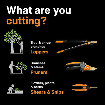 Fiskars Bypass Pruning Shears - Effortless Cutting with Sharp Steel Blades and Non-Slip Grip, Self-Cleaning Sap Groove, 5/8" Cut Capacity for Stems & Branches