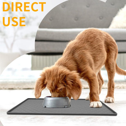 Silicone Pet Placemat for Dogs & Cats – 18" x 12" Waterproof Feeding Mat to Prevent Food & Water Spills (Grey)