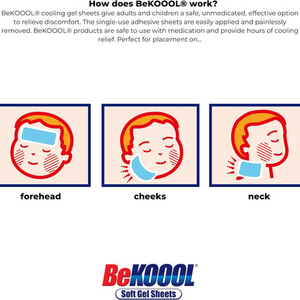 BeKOOOL Kids Cooling Gel Sheets – Non-Medicated Cooling Patches for Fever Discomfort
