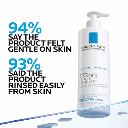 La Roche-Posay Toleriane Hydrating Gentle Facial Cleanser – Fragrance-Free Face Wash with Niacinamide & Ceramides, Moisturizing Cleanser for Sensitive Normal to Dry Skin
