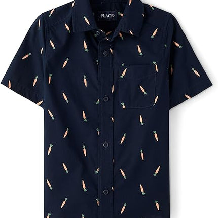 The Children’s Place Boys’ Short Sleeve Button-Up Shirt – Casual Collared Shirt for Kids, Lightweight Comfortable Top for School, Family Events, Summer & Everyday Wear