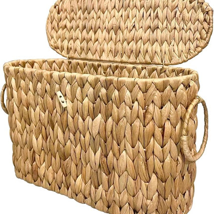 Wicker Toilet Paper Basket with Lid – Natural Rattan Bathroom Storage Organizer for 6 Rolls
