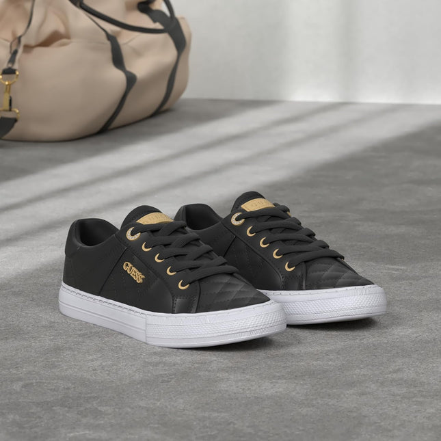 GUESS Women’s Loven Sneakers – Quilted Lace-Up Platform Fashion Shoes