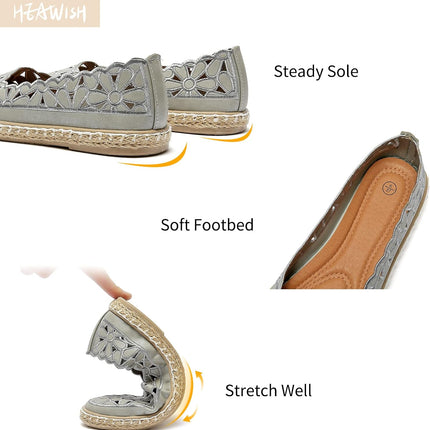 HEAWISH Women’s Daisy Ballet Flats – Round Toe Slip-On Casual Walking Shoes