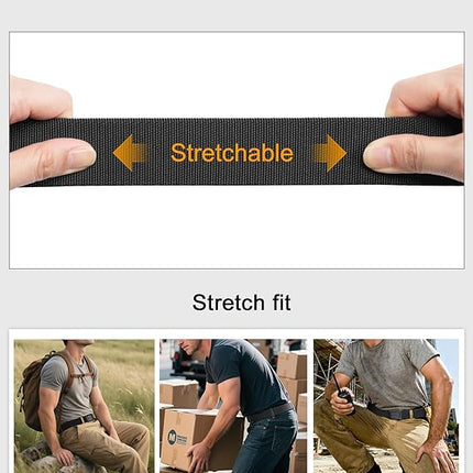 Men's Stretch Tactical Belt – 1.5-Inch Elastic Nylon Web Belt with Quick-Release Flip Buckle for Military, Work, Hiking & Rigger Use