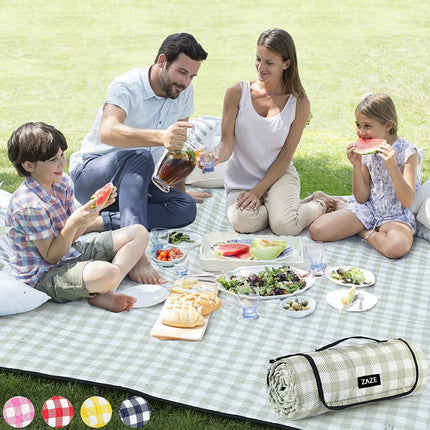 Extra Large Picnic Outdoor Blanket, 80''X80'' Waterproof Foldable Blankets Gingham Picnic Mat for Beach, Camping Grass Lawn Park Accessories Cute Couple Gifts Ideas Wedding Registry(Green White)