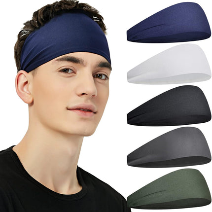 Pilamor Men’s Sports Headbands – 5-Pack Sweatbands for Running, Workouts & Fitness