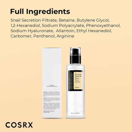 COSRX Snail 96% Mucin Essence 2-Pack & Retinol 0.1% Cream Mini Sample – Korean Skincare Set