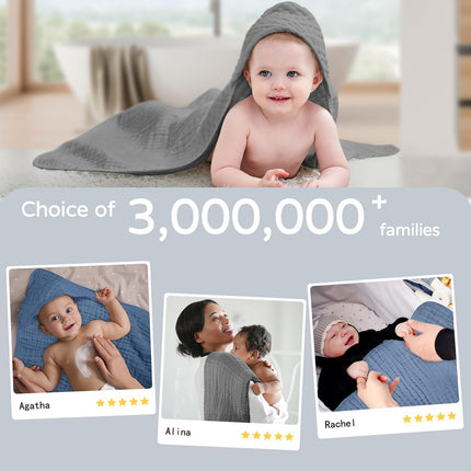Yoofoss Hooded Baby Bath Towels 2-Pack – 100% Muslin Cotton, 32 x 32 Inches