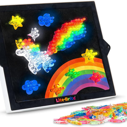 Lite-Brite Classic Light-Up Art Toy – 206 Colorful Pegs, 6 Design Templates & 4 Light Modes, Ages 4+