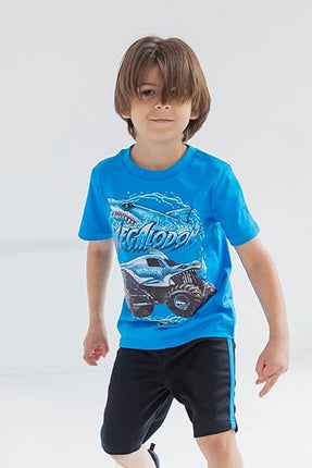 Monster Jam Boys’ Athletic 2-Piece Outfit Set – Toddler & Big Kid Short Sleeve T-Shirt and Shorts Matching Set, Comfortable Activewear for Play, Sports & Everyday Wear