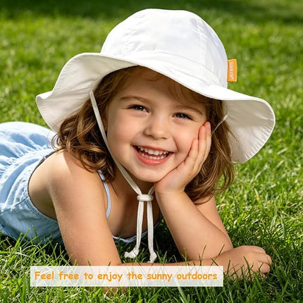 Baby Girl UPF 50+ Sun Hat – Adjustable Wide Brim Bucket Hat for Toddlers & Kids Outdoor Beach Protection
