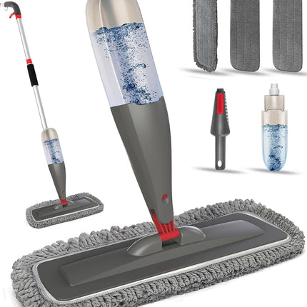 Spray Mop for Hardwood & Tile Floors, Wet Dry Floor Mop with 800 mL Refillable Spray Bottle, 3 Washable Microfiber Pads, Reusable Dust Mop for Wood, Laminate, Vinyl & Home Cleaning