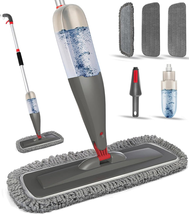 Spray Mop for Hardwood & Tile Floors, Wet Dry Floor Mop with 800 mL Refillable Spray Bottle, 3 Washable Microfiber Pads, Reusable Dust Mop for Wood, Laminate, Vinyl & Home Cleaning