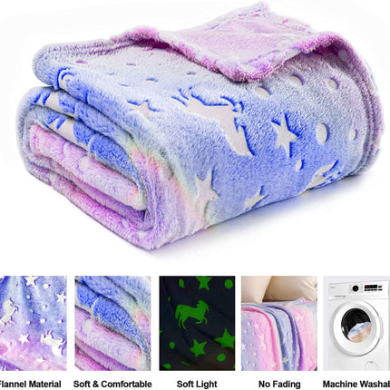 Glow in the Dark Unicorn Blanket – Soft Fleece Throw Blanket for Girls & Kids, Cozy Unicorn Gift for Toddlers & Children Ages 3–12, 40 x 60 Inches