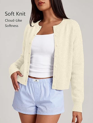 Trendy Queen Women’s Cropped Cardigan – Lightweight Knit Button-Down Sweater for Layering