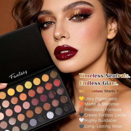 UCANBE 40-Color Eyeshadow Palette – Matte, Shimmer & Metallic Eye Makeup, Colorful & Neutral Variations