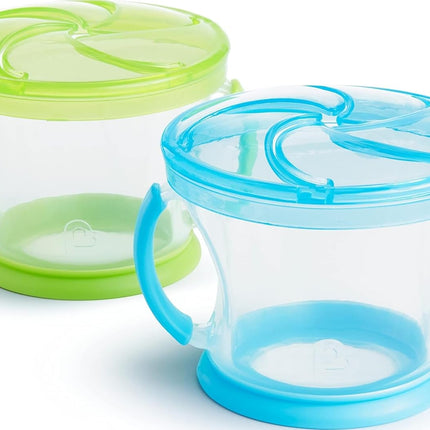 Munchkin Snack Catcher Toddler Cups 2-Pack – 9 oz Spill-Proof Snack Containers with Soft Flap Lids