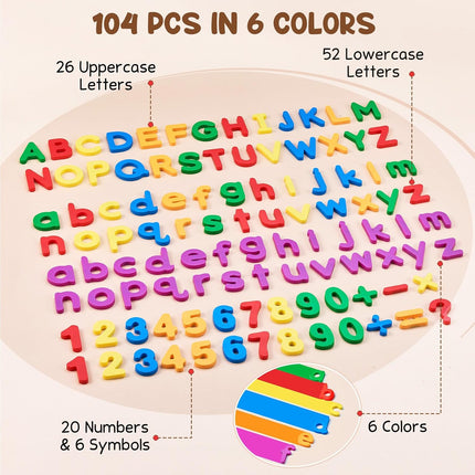Magnetic Letters & Numbers Learning Set – Alphabet, Number & Math Symbol Fridge Magnets for Kids Ages 3+