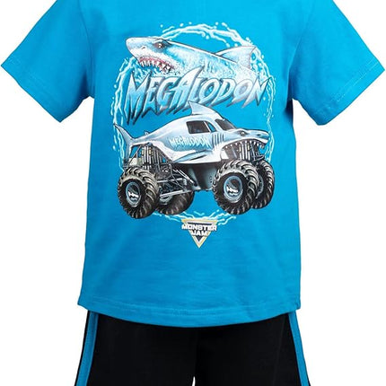 Monster Jam Boys’ Athletic 2-Piece Outfit Set – Toddler & Big Kid Short Sleeve T-Shirt and Shorts Matching Set, Comfortable Activewear for Play, Sports & Everyday Wear