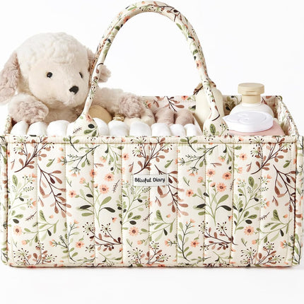 Floral Diaper Caddy Organizer, Stylish Nursery Storage Basket, Diaper Bag,Gift for Baby Shower, Baby Registry Must Have, Newborn Essentials, Pastoral Daisy