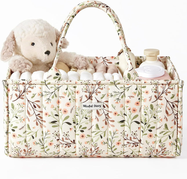 Floral Diaper Caddy Organizer, Stylish Nursery Storage Basket, Diaper Bag,Gift for Baby Shower, Baby Registry Must Have, Newborn Essentials, Pastoral Daisy