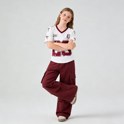 Tween Girls Clothes Short Sleeve Graphic T-Shirt Top + Cargo Pants 2Pcs Outfit Set, Size 7-15Years