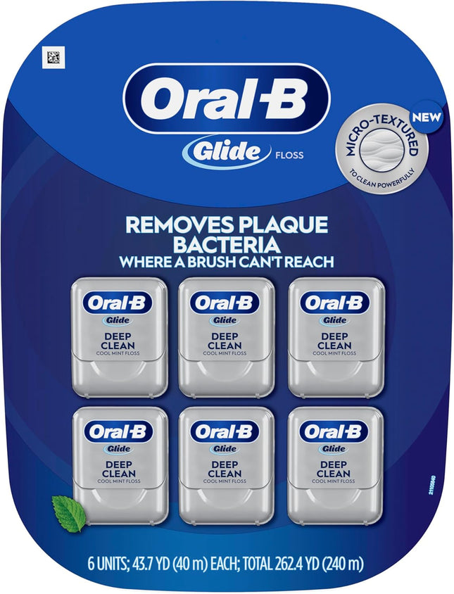 Glide Deep Clean Dental Floss, Cool Mint, Value 6 Pack (40M Each)