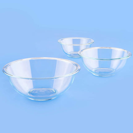 Essentials (3-Piece) Glass Mixing Bowls Set for Prepping, Baking and Cooking, Preheated Oven, Dishwasher, Freezer, and Microwave Safe
