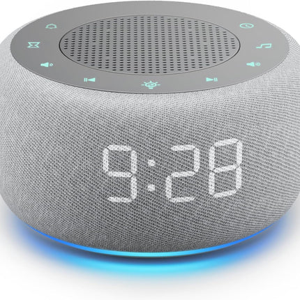 Alarm Clock with Sound Machine for Bedrooms – 2-In-1 White Noise Machine for Sleep, Gentle Wake-Up with Soft Alarm Sounds, Ambient Night Light, Plug-In, Sleep Better, Wake Gently