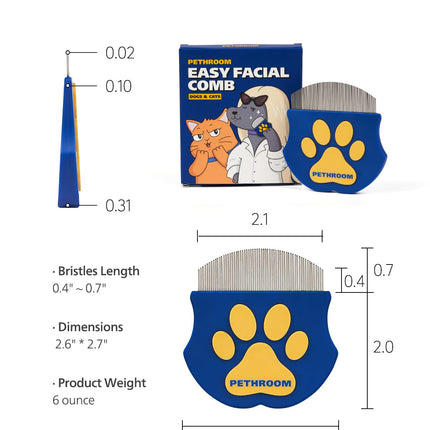 Professional Eye Comb for Pets | Stainless Steel Tear Stain Remover for Cats & Dogs | Gentle Round-Head Grooming Tool | Compact & Portable for Eye Gunk Removal