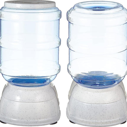 Automatic Pet Water Dispenser and Gravity Food Feeder Set for Cat and Dog, Easy to Clean, 6-Pound Food Capacity, 1-Gallon, Small, Gray, Pack of 2
